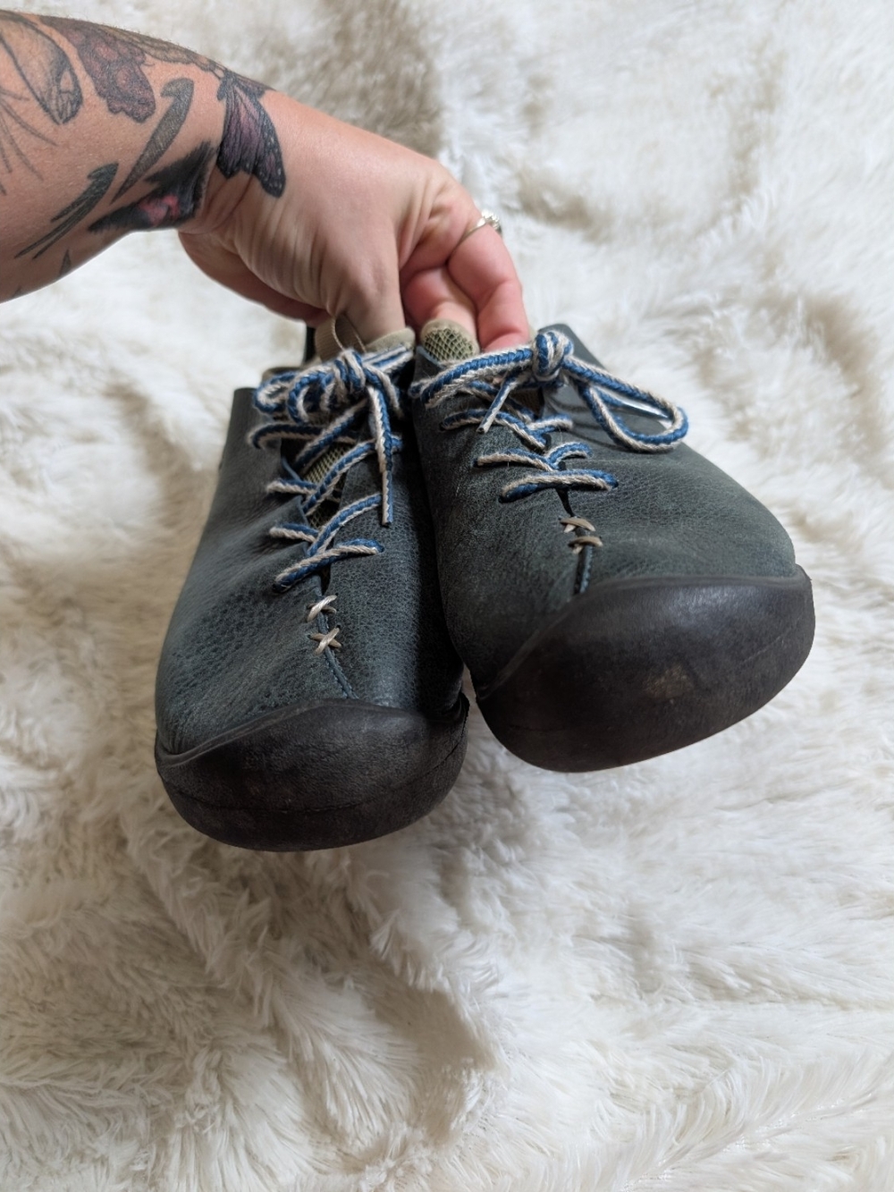KEEN Teal Leather Outdoor Hiking Mesh Lined Lace Up Shoes Women's Size 10 - Picture 3 of 8